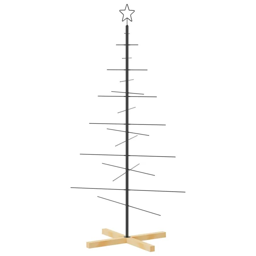 Arbre de Noël en métal avec base en bois noir 150 cm - 5