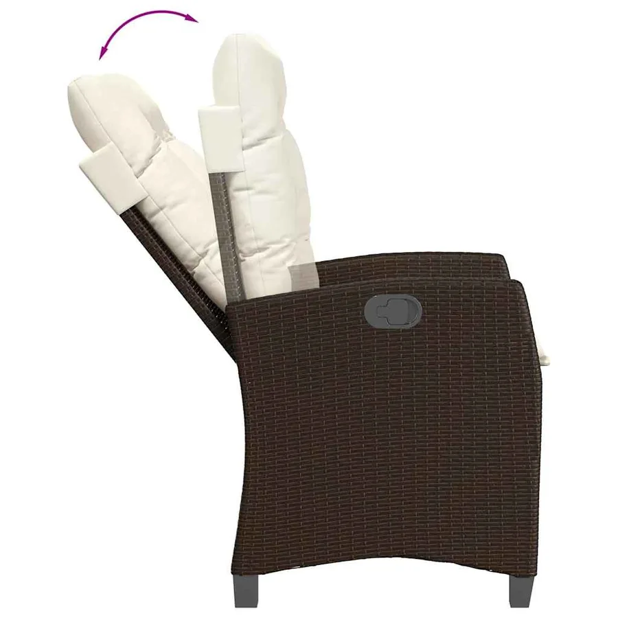 Ensemble à manger de jardin 5 pcs et coussins marron poly rotin - 8