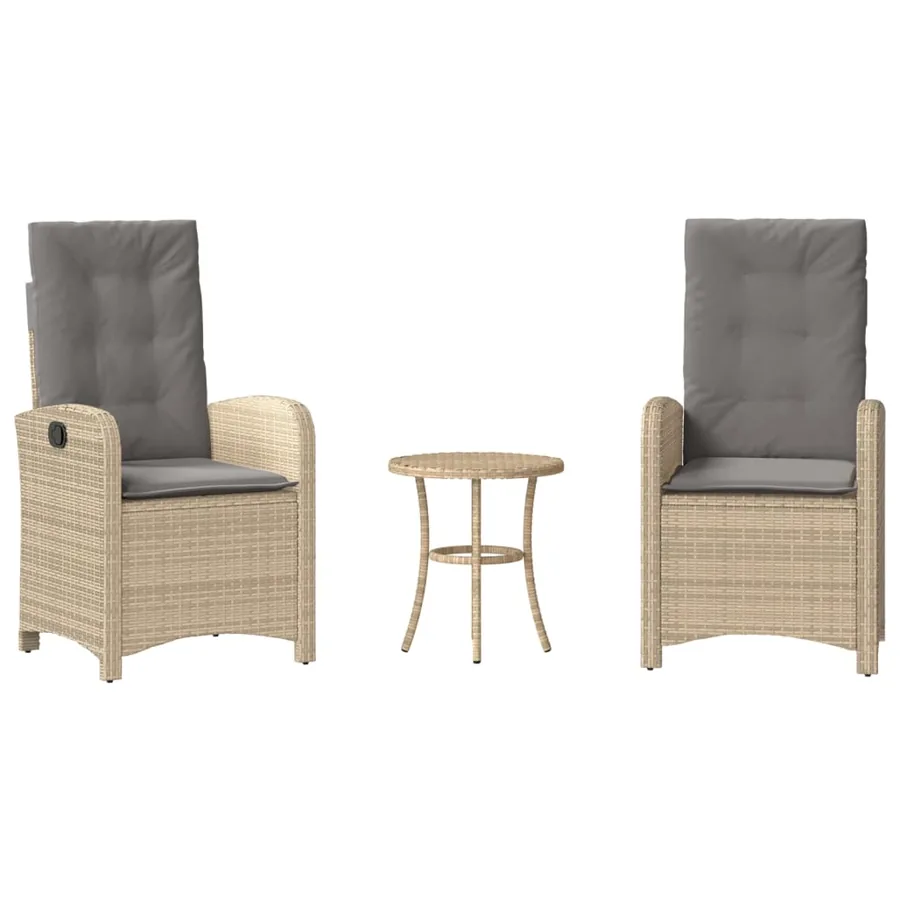 Ensemble de bistro 3 pcs coussins mélange beige résine tressée - 2