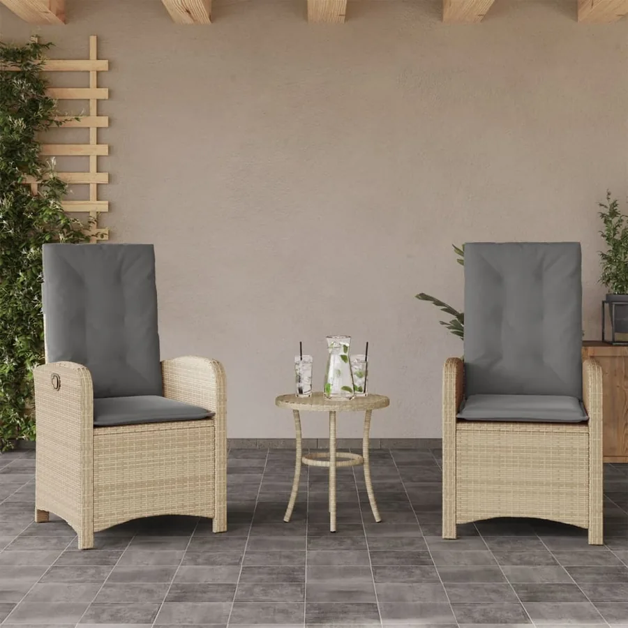 Ensemble de bistro 3 pcs coussins mélange beige résine tressée - 3