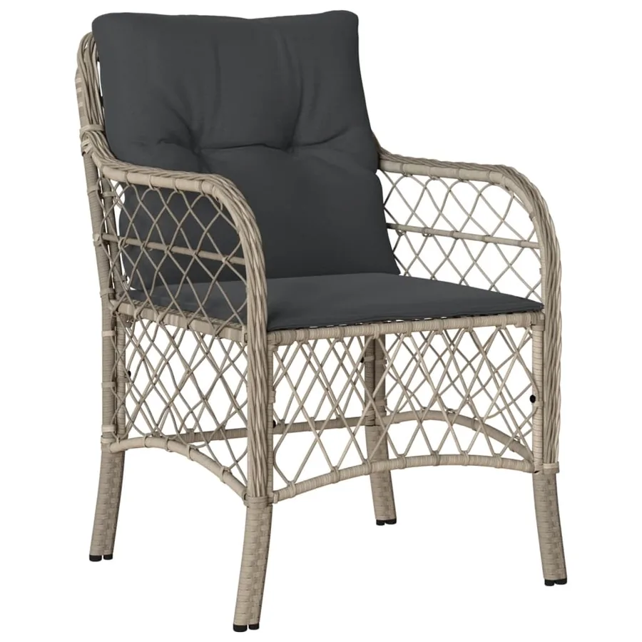 Ensemble à manger de jardin et coussins 5 pcs gris clair rotin - 3