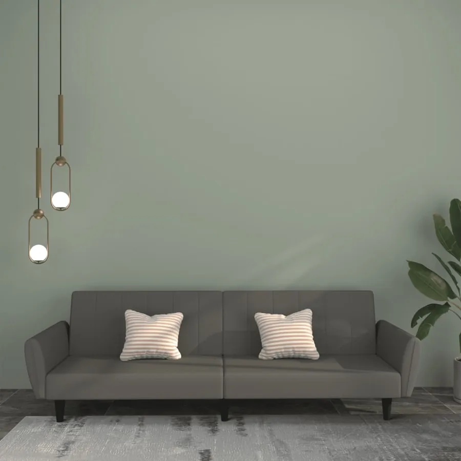 Canapé-lit à 2 places gris foncé velours