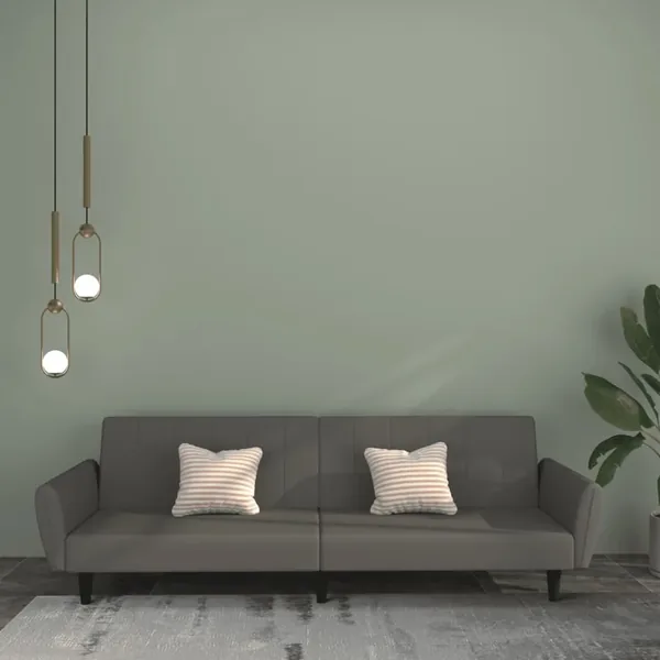 Canapé-lit à 2 places gris foncé velours