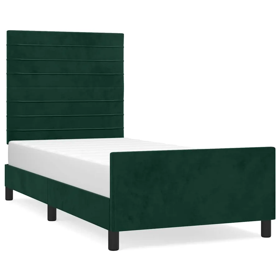 Cadre de lit sans matelas vert foncé 80x200 cm velours - 2