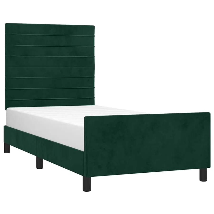 Cadre de lit sans matelas vert foncé 80x200 cm velours - 3