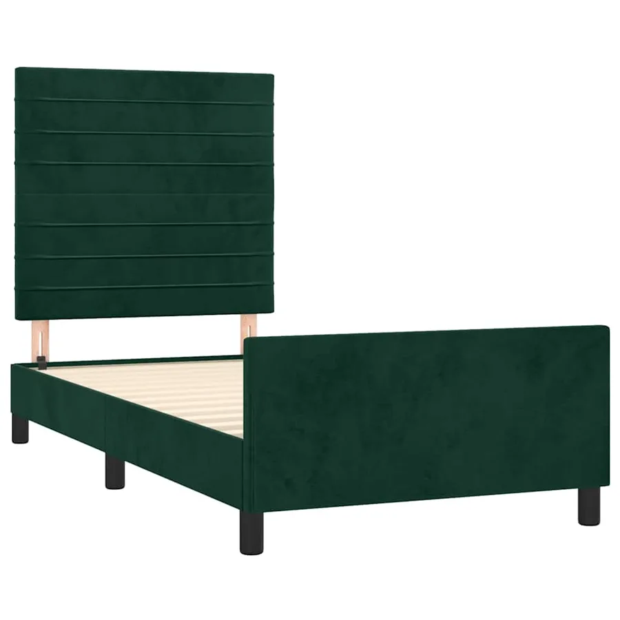 Cadre de lit sans matelas vert foncé 80x200 cm velours - 4
