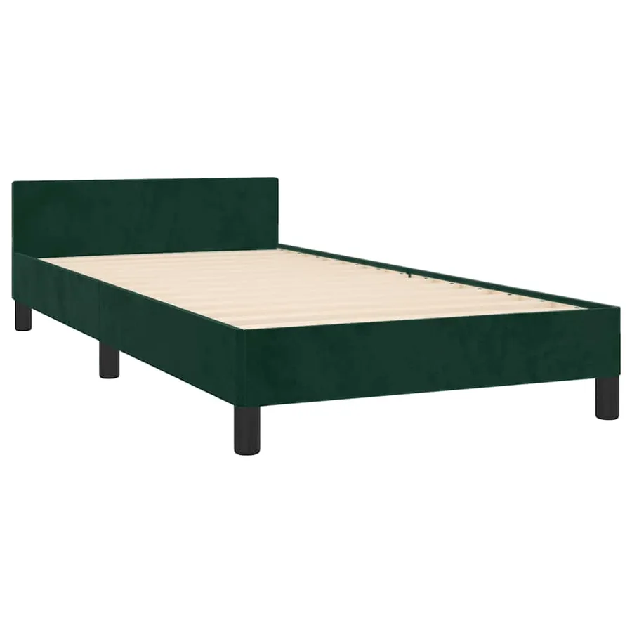 Cadre de lit sans matelas vert foncé 80x200 cm velours - 5