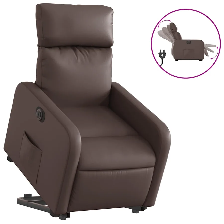 Fauteuil inclinable électrique marron similicuir - 2
