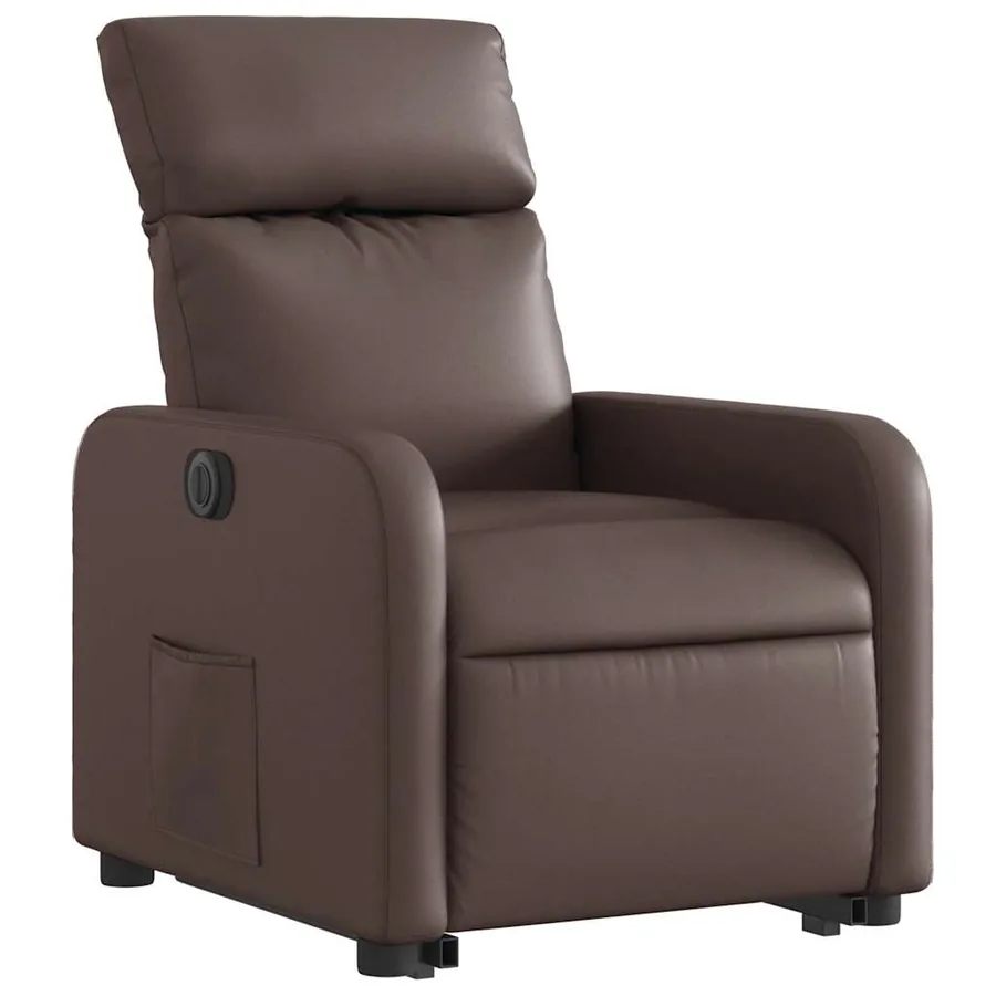 Fauteuil inclinable électrique marron similicuir - 4