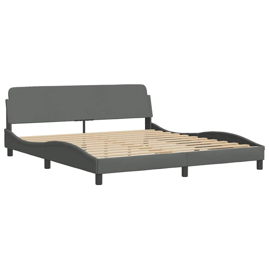 Cadre de lit Dover gris foncé 180x200 cm tissu - 3