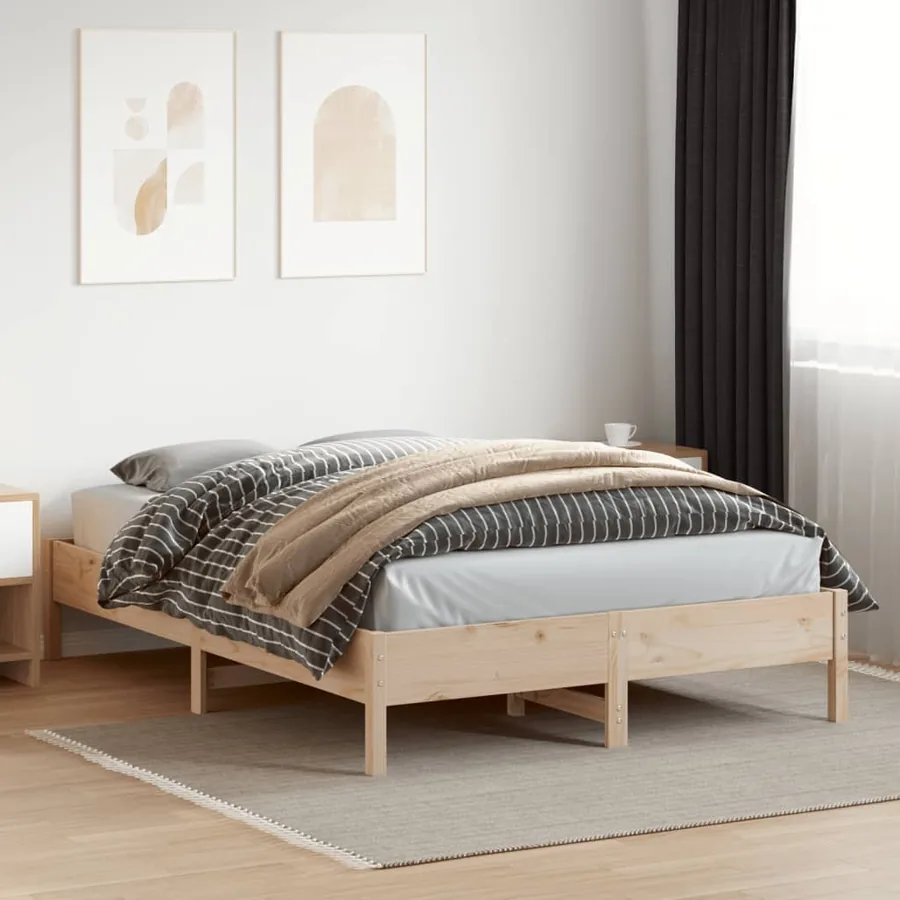 Cadre de lit sans matelas 160x200 cm bois massif de pin - 3