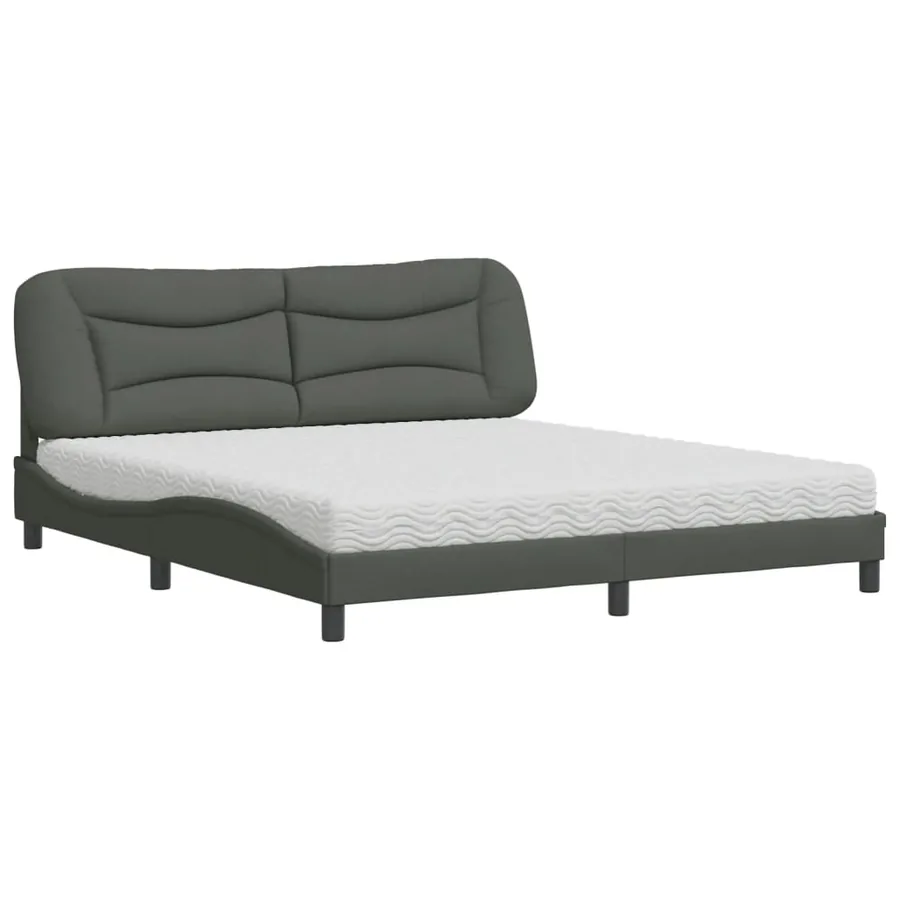 Lit avec matelas Hvar gris foncé 180x200 cm tissu - 2