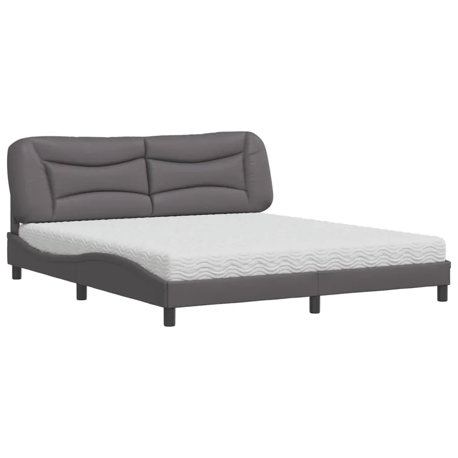Lit avec matelas Hvar gris 180x200 cm similicuir - 2