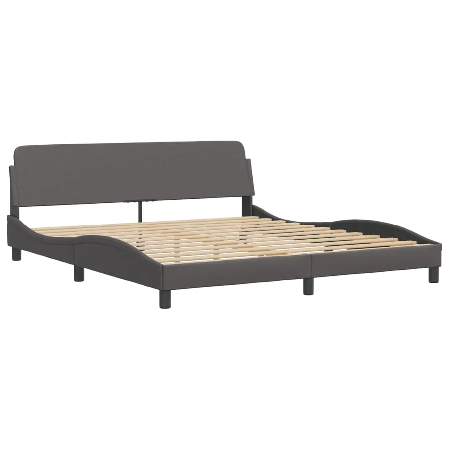 Lit avec matelas Hvar gris 180x200 cm similicuir - 4
