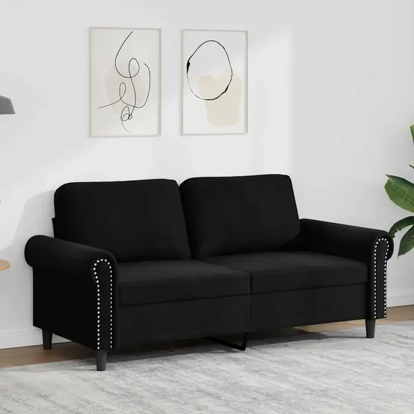 Canapé à 2 places Noir 140 cm Velours