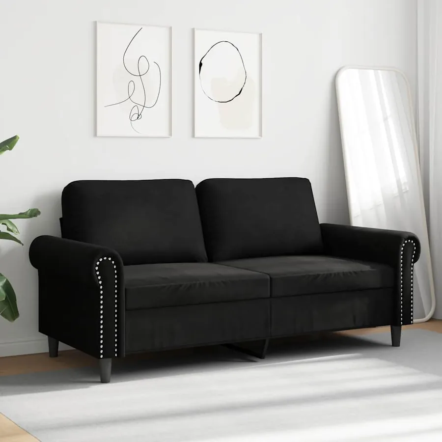 Canapé à 2 places Noir 140 cm Velours - 3