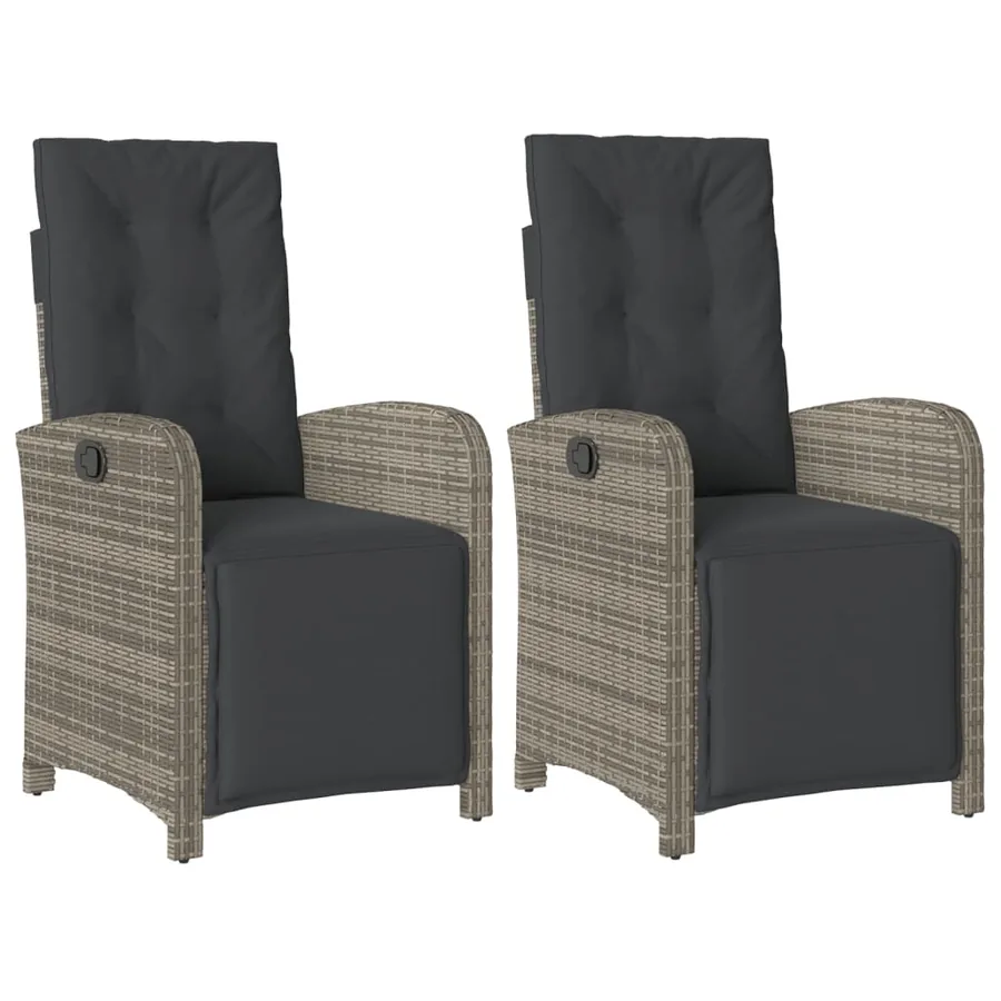 Chaises inclinables de jardin lot de 2 et repose-pied rotin - 2