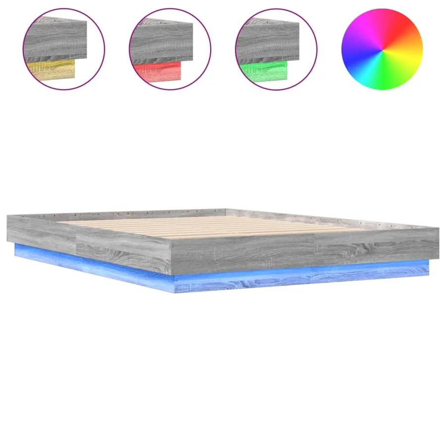 Cadre de lit avec LED sans matelas sonoma gris 150x200 cm - 2