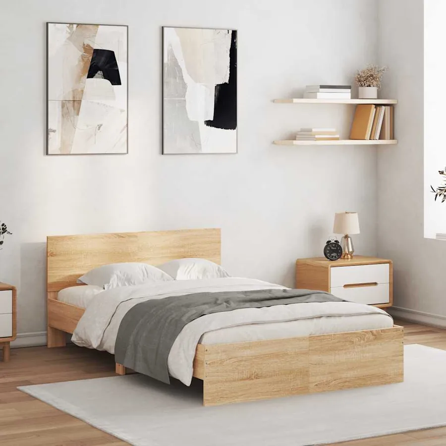 Cadre de lit avec tête de lit et LED chêne sonoma 120x190 cm - 4