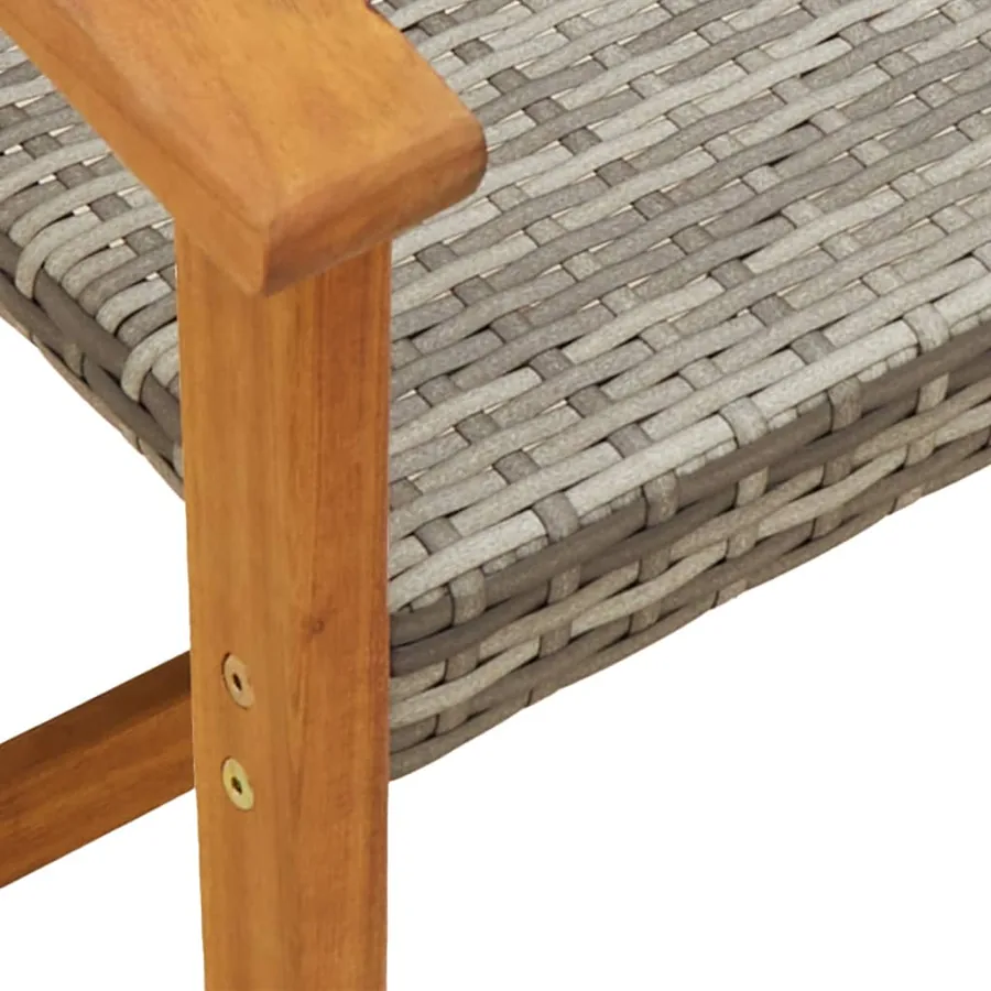 Banc de jardin gris 112 cm résine tressée et bois d'acacia - 7