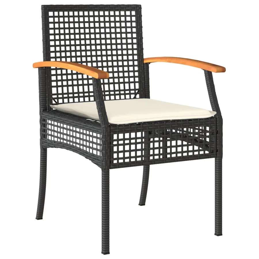 Ensemble à manger de jardin coussins 5pcs Noir Résine tressée - 3