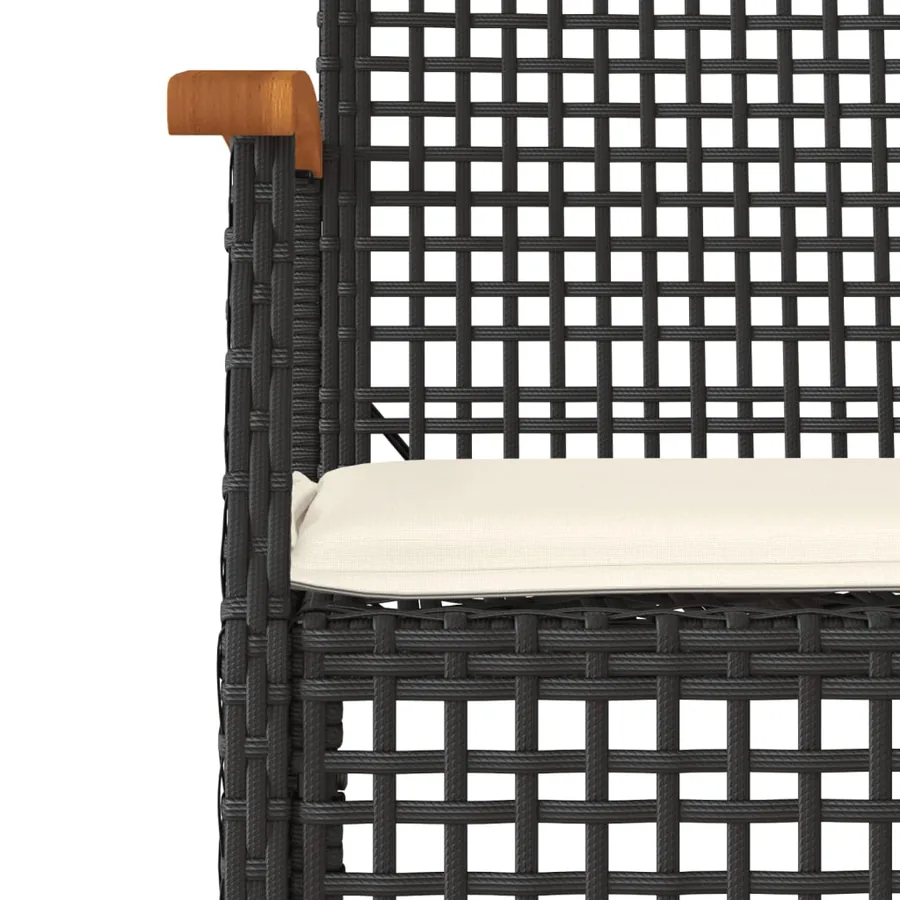 Ensemble à manger de jardin 9pcs coussins noir résine tressée - 5