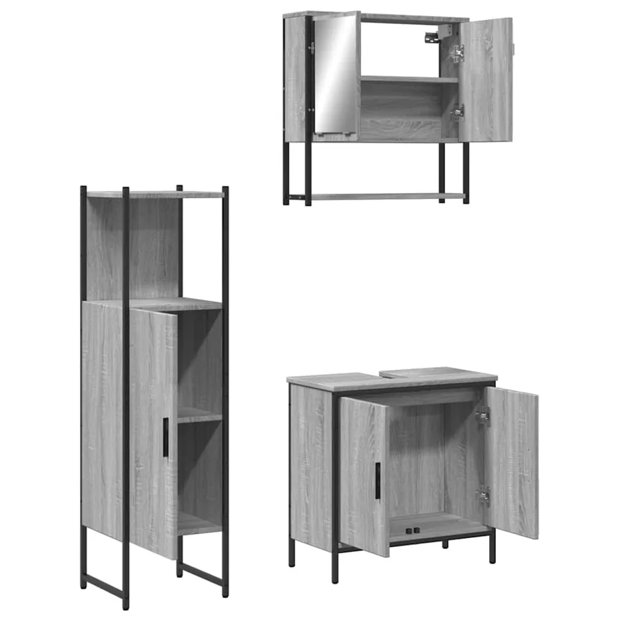 Ensemble de meubles de salle de bain 3 pcs Sonoma gris - 5