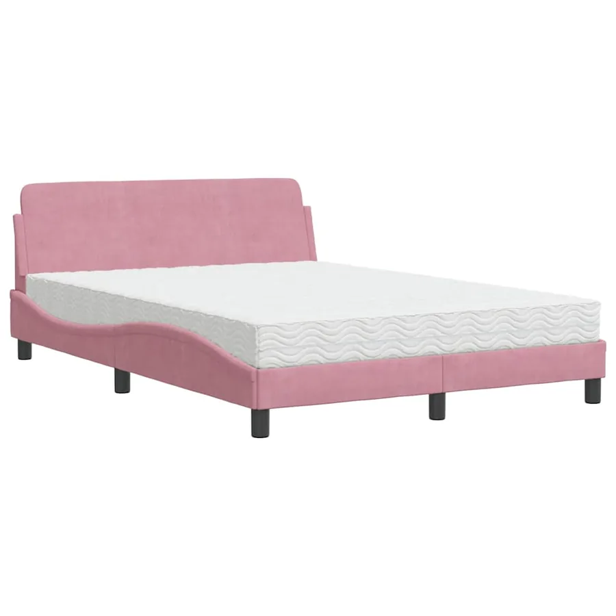 Lit avec matelas Dover rose 120x200 cm velours - 2