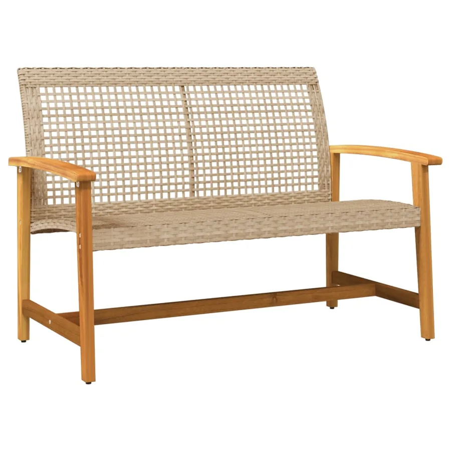 Banc de jardin beige 112 cm résine tressée et bois d'acacia - 2