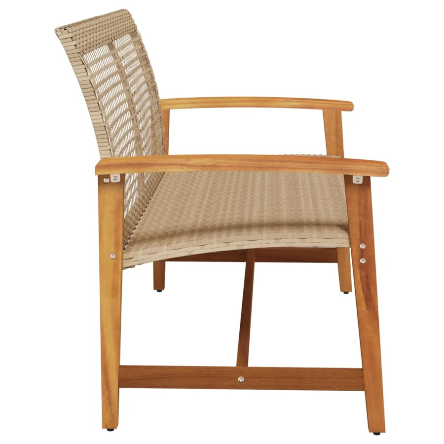 Banc de jardin beige 112 cm résine tressée et bois d'acacia - 5