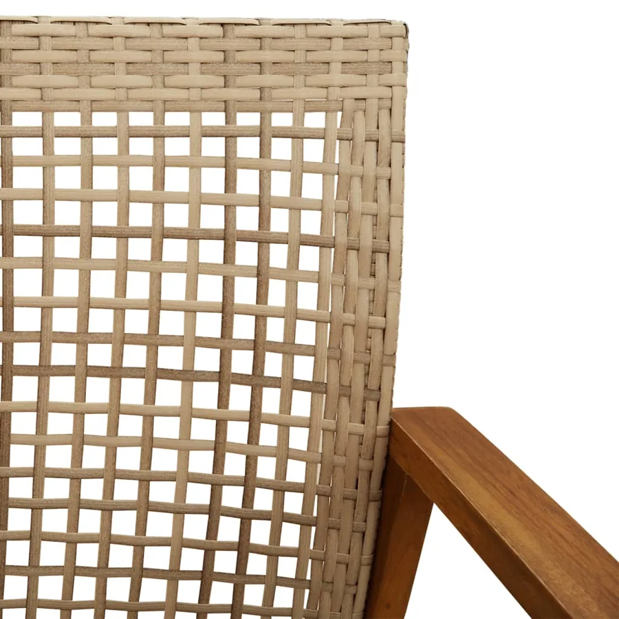 Banc de jardin beige 112 cm résine tressée et bois d'acacia - 8