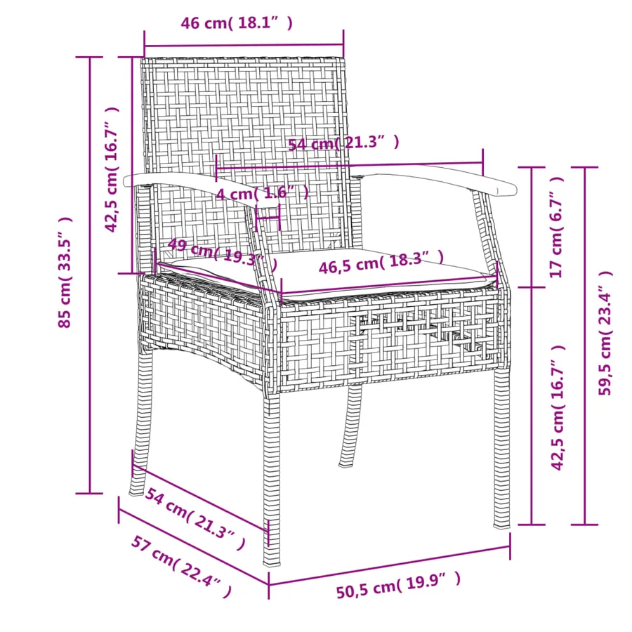 Ensemble à manger de jardin et coussins 7 pcs gris rotin - 9