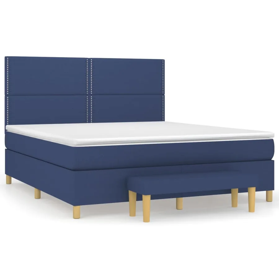 Sommier à lattes de lit avec matelas Bleu 180x200 cm Tissu - 2