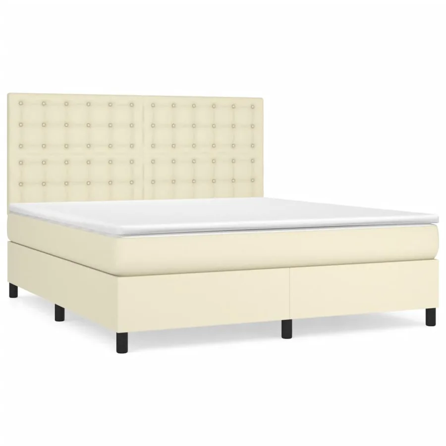 Sommier à lattes de lit avec matelas Crème 160x200cm Similicuir - 2