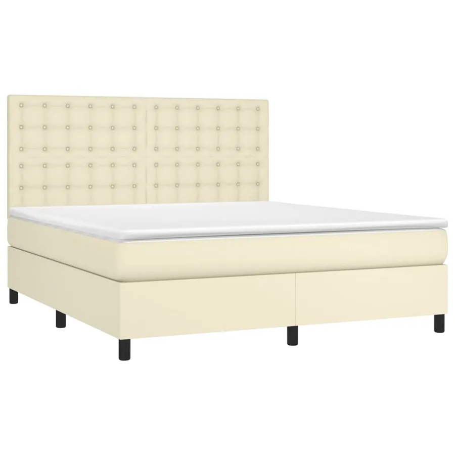 Sommier à lattes de lit avec matelas Crème 160x200cm Similicuir - 3