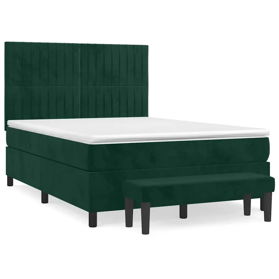 Sommier à lattes de lit et matelas Vert foncé 140x190cm Velours - 2