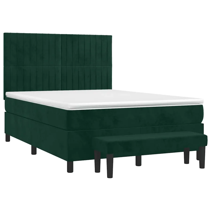 Sommier à lattes de lit et matelas Vert foncé 140x190cm Velours - 3