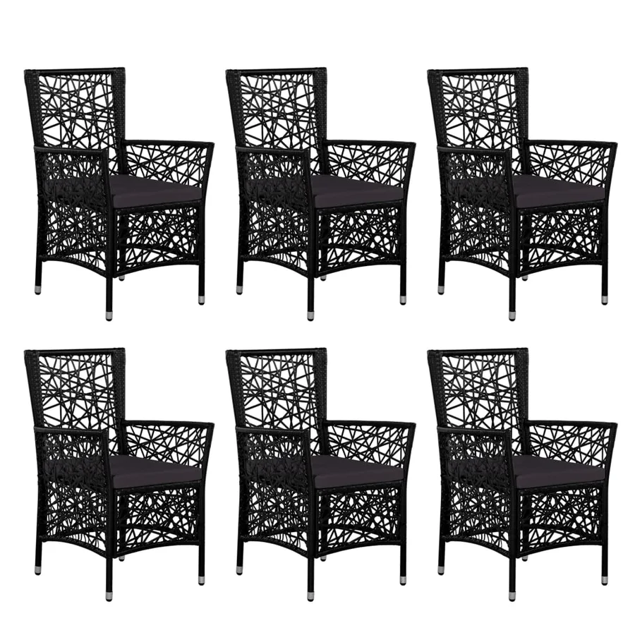 Ensemble à manger d'extérieur 7 pcs Résine tressée Noir - 3