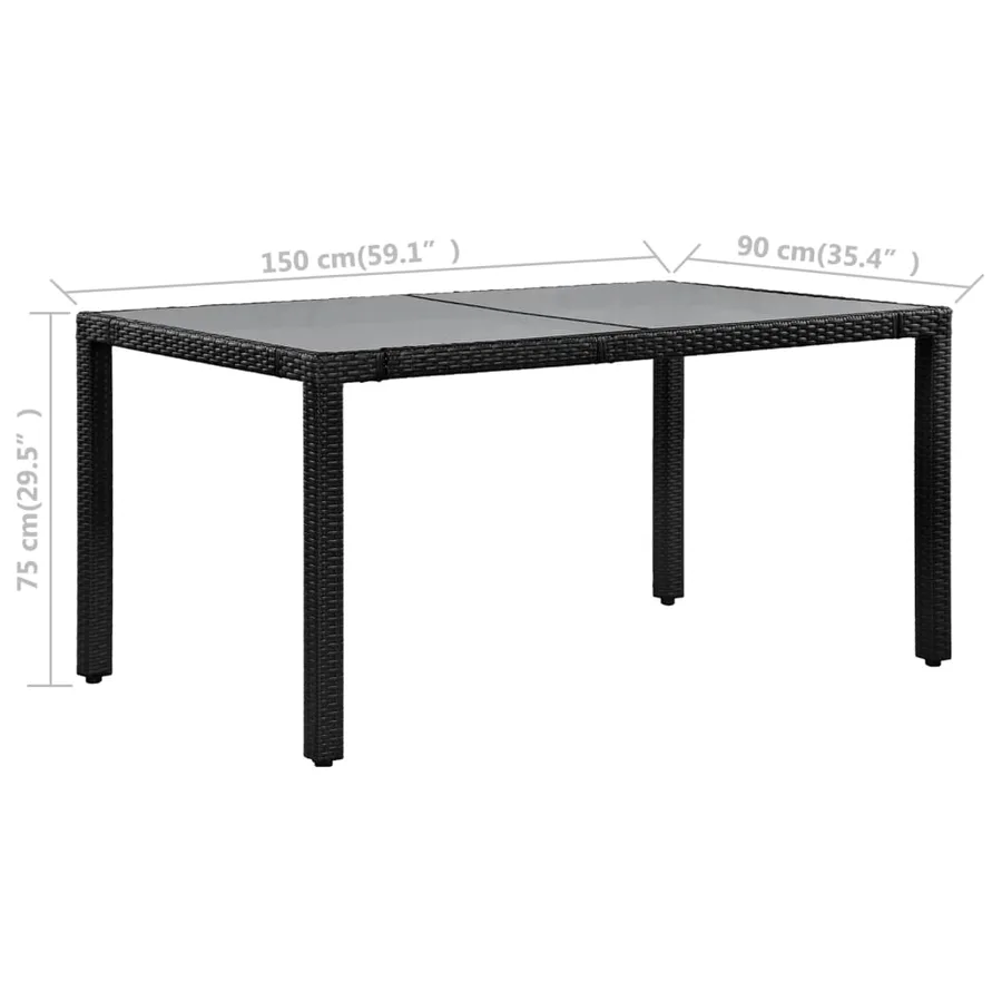 Ensemble à manger d'extérieur 7 pcs Résine tressée Noir - 7