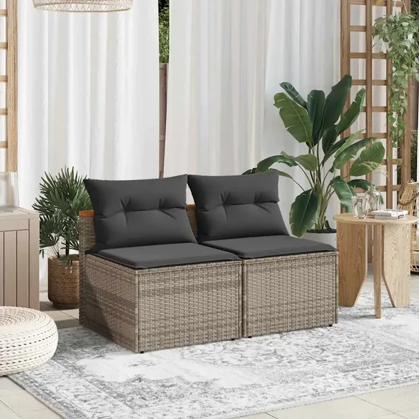 Canapés de jardin sans accoudoirs avec coussins 2 pcs gris