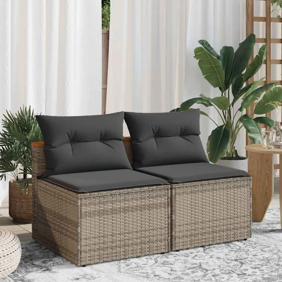 Canapés de jardin sans accoudoirs avec coussins 2 pcs gris - 3