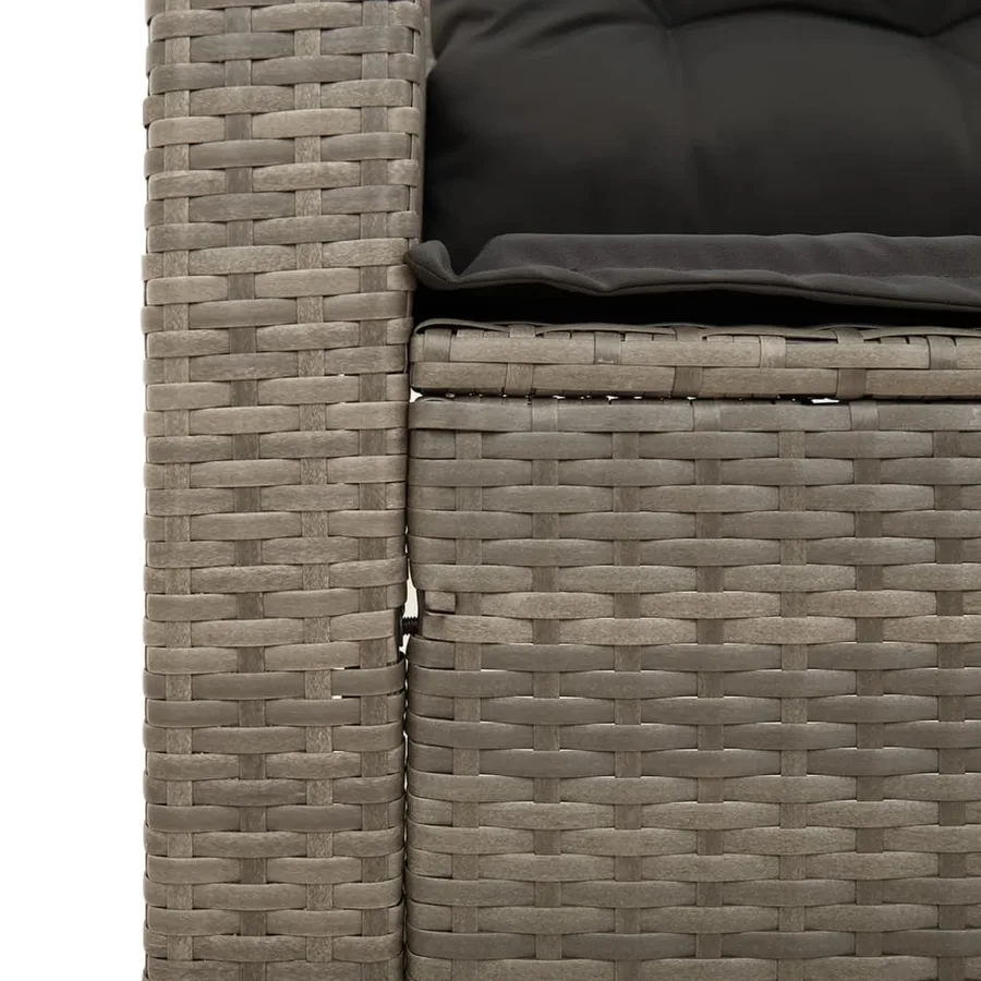Salon de jardin 5 pcs avec coussins gris résine tressée acacia - 5