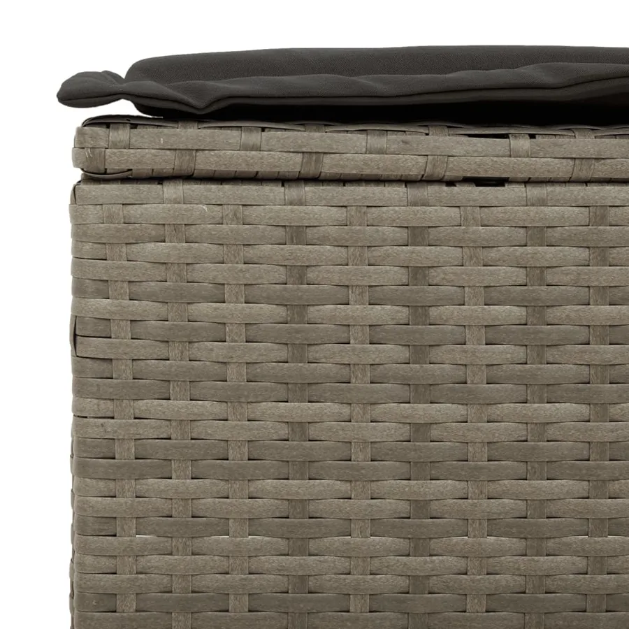 Salon de jardin 5 pcs avec coussins gris résine tressée acacia - 6