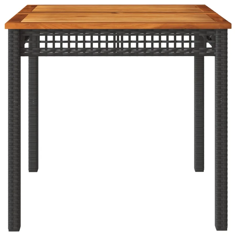 Table de jardin noir 80x80x75 cm résine tressée et bois acacia - 4