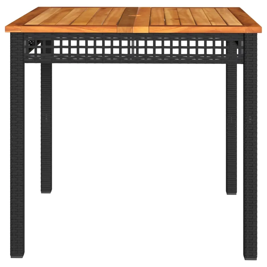 Table de jardin noir 80x80x75 cm résine tressée et bois acacia - 5