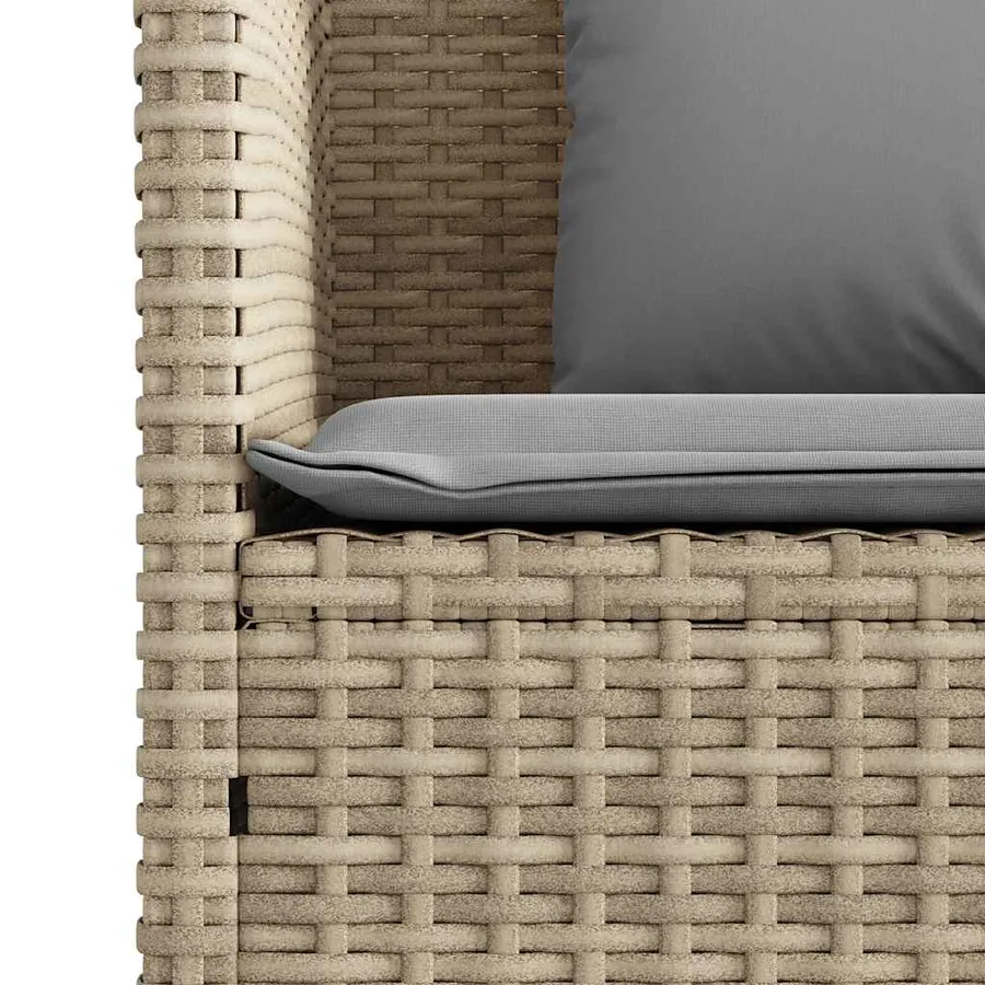 Banc de jardin avec coussins beige résine tressée - 10