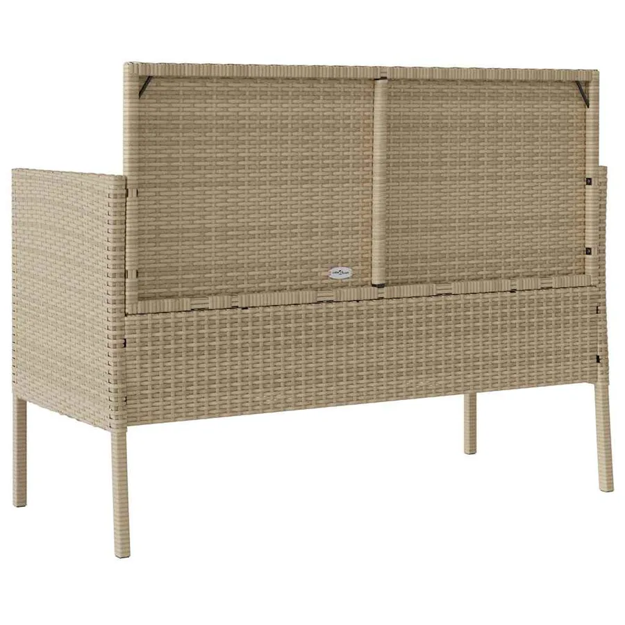 Banc de jardin avec coussins beige résine tressée - 6