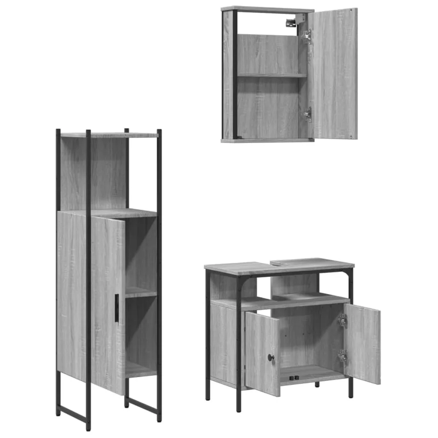Ensemble de meubles de salle de bain 3 pcs Sonoma gris - 6