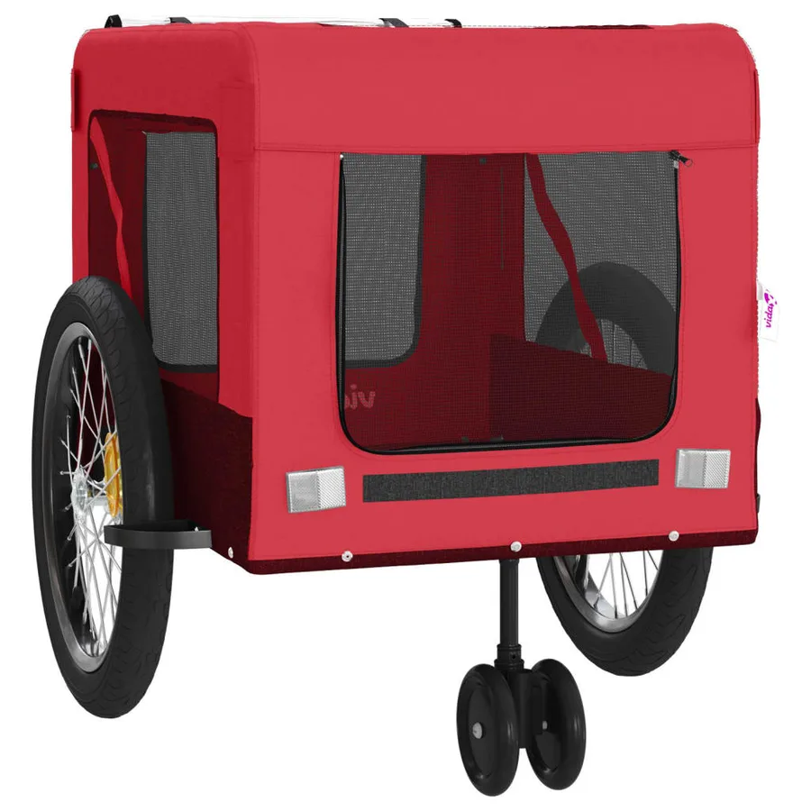 Remorque de vélo pour animaux de compagnie rouge et noir - 6