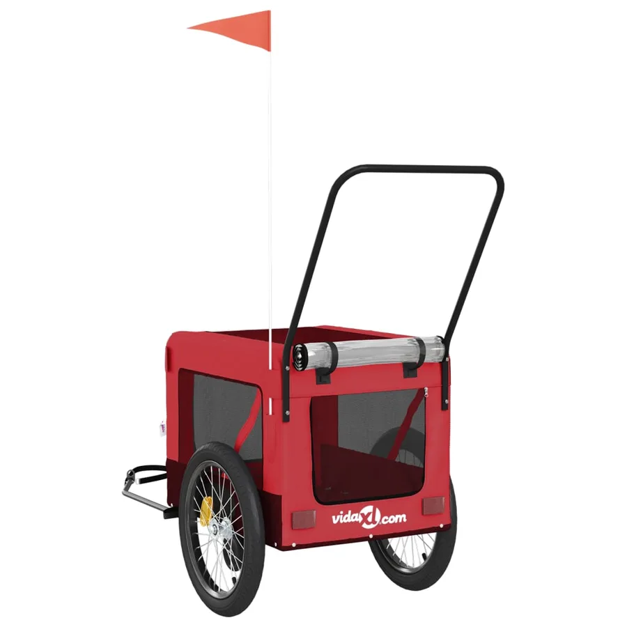 Remorque de vélo pour animaux de compagnie rouge et noir - 9